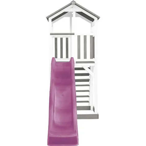 AXI Beach Tower Aire De Jeux Avec Toboggan En Violet & Bac à Sable | Grande Maison Enfant Extérieur En Gris & Blanc | Cabane De Jeu En Bois FSC - Gris 2 AXI Beach Tower Aire De Jeux Avec Toboggan En Violet & Bac à Sable | Grande Maison Enfant Extérieur En Gris & Blanc | Cabane De Jeu En Bois FSC - Gris – Image 2