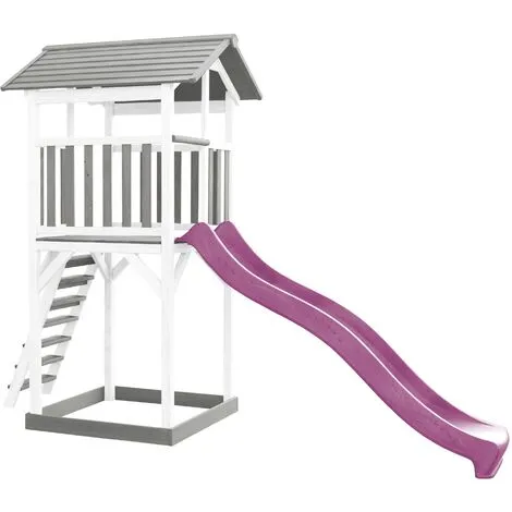 AXI Beach Tower Aire De Jeux Avec Toboggan En Violet & Bac à Sable | Grande Maison Enfant Extérieur En Gris & Blanc | Cabane De Jeu En Bois FSC - Gris 4 AXI Beach Tower Aire De Jeux Avec Toboggan En Violet & Bac à Sable | Grande Maison Enfant Extérieur En Gris & Blanc | Cabane De Jeu En Bois FSC - Gris – Image 4