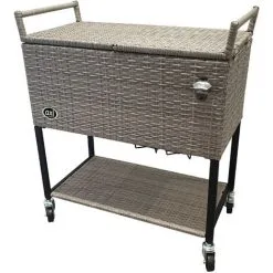 AXI Retro Cooler Wicker Marron | Réfrigérateur De Boissons Mobile Pour L'extérieur / Le Jardin | Glacière 76 Litre - Marron