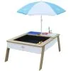 AXI Linda Table Sable Et Eau Avec Cuisine De Jeux En Bois | Table D'eau En Marron Et Blanc Avec Parasol | Table De Jeu Enfant à Eau Pour Le Jardin