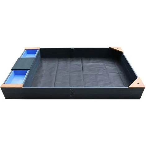 AXI Kelly Bac à Sable En Bois Avec Banc Et Récipients Pour L'eau | Bac à Sable Pour Enfants En Anthracite Et Brun | 180 X 115 Cm - Gris 5 AXI Kelly Bac à Sable En Bois Avec Banc Et Récipients Pour L'eau | Bac à Sable Pour Enfants En Anthracite Et Brun | 180 X 115 Cm - Gris – Image 5