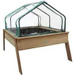 AXI Linda Table De Culture En Bois Avec Bac & Voile De Jardin | Potager Sur Pied / Jardinière Avec Serre En Marron - Marron