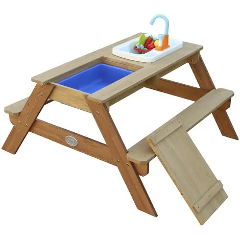 AXI Emily Table Sable Et Eau En Bois Marron | Table D'eau Avec Couvercle, Boîtes De Rangement & Jeu évier De Cuisine | Table De Jeu Enfant à Eau Pour Le Jardin - Marron 1 AXI Emily Table Sable Et Eau En Bois Marron | Table D'eau Avec Couvercle, Boîtes De Rangement & Jeu évier De Cuisine | Table De Jeu Enfant à Eau Pour Le Jardin - Marron