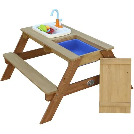 AXI Emily Table Sable Et Eau En Bois Marron | Table D'eau Avec Couvercle, Boîtes De Rangement & Jeu évier De Cuisine | Table De Jeu Enfant à Eau Pour Le Jardin - Marron 2 AXI Emily Table Sable Et Eau En Bois Marron | Table D'eau Avec Couvercle, Boîtes De Rangement & Jeu évier De Cuisine | Table De Jeu Enfant à Eau Pour Le Jardin - Marron – Image 2