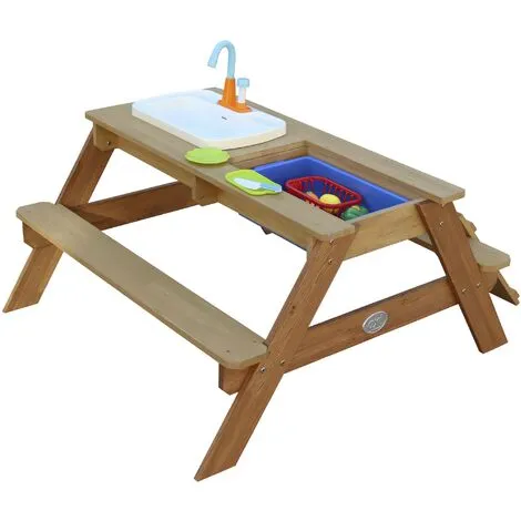 AXI Emily Table Sable Et Eau En Bois Marron | Table D'eau Avec Couvercle, Boîtes De Rangement & Jeu évier De Cuisine | Table De Jeu Enfant à Eau Pour Le Jardin - Marron 3 AXI Emily Table Sable Et Eau En Bois Marron | Table D'eau Avec Couvercle, Boîtes De Rangement & Jeu évier De Cuisine | Table De Jeu Enfant à Eau Pour Le Jardin - Marron – Image 3