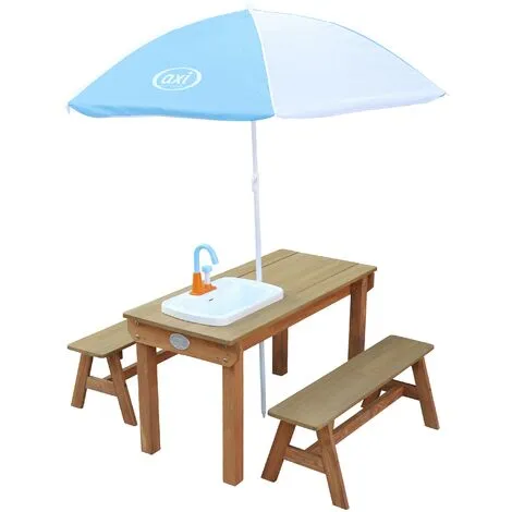 AXI Dennis Table Sable Et Eau En Bois Marron | Table D'eau Avec Couvercle, Boîtes De Rangement, Parasol & Jeu évier De Cuisine | Table De Jeu Enfant à Eau Pour Le Jardin - Marron 2 AXI Dennis Table Sable Et Eau En Bois Marron | Table D'eau Avec Couvercle, Boîtes De Rangement, Parasol & Jeu évier De Cuisine | Table De Jeu Enfant à Eau Pour Le Jardin - Marron – Image 2
