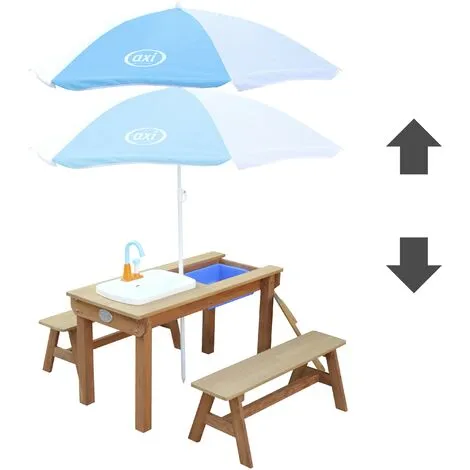 AXI Dennis Table Sable Et Eau En Bois Marron | Table D'eau Avec Couvercle, Boîtes De Rangement, Parasol & Jeu évier De Cuisine | Table De Jeu Enfant à Eau Pour Le Jardin - Marron 4 AXI Dennis Table Sable Et Eau En Bois Marron | Table D'eau Avec Couvercle, Boîtes De Rangement, Parasol & Jeu évier De Cuisine | Table De Jeu Enfant à Eau Pour Le Jardin - Marron – Image 4
