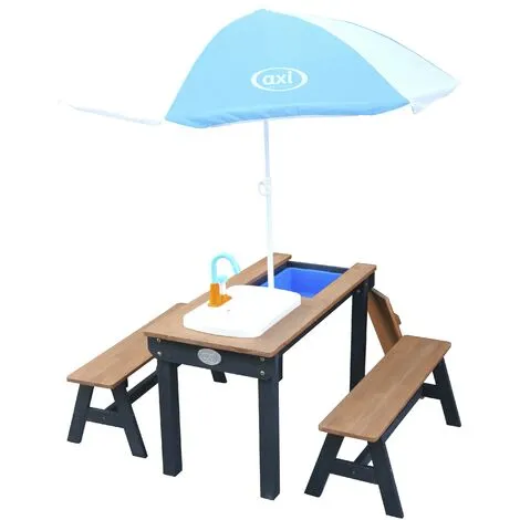 AXI Dennis Table Sable Et Eau En Bois Marron & Anthracite | Table D'eau Avec Couvercle, Boîtes De Rangement, Parasol & Jeu évier De Cuisine | Table De Jeu Enfant à Eau Pour Le Jardin - Gris 2 AXI Dennis Table Sable Et Eau En Bois Marron & Anthracite | Table D'eau Avec Couvercle, Boîtes De Rangement, Parasol & Jeu évier De Cuisine | Table De Jeu Enfant à Eau Pour Le Jardin - Gris – Image 2