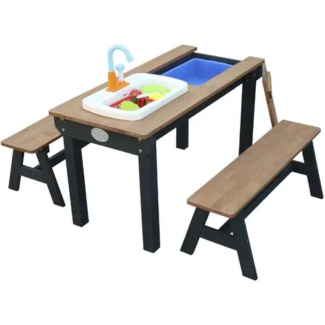 AXI Dennis Table Sable Et Eau En Bois Marron & Anthracite | Table D'eau Avec Couvercle, Boîtes De Rangement, Parasol & Jeu évier De Cuisine | Table De Jeu Enfant à Eau Pour Le Jardin - Gris 3 AXI Dennis Table Sable Et Eau En Bois Marron & Anthracite | Table D'eau Avec Couvercle, Boîtes De Rangement, Parasol & Jeu évier De Cuisine | Table De Jeu Enfant à Eau Pour Le Jardin - Gris – Image 3