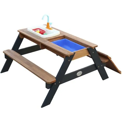 AXI Emily Table Sable Et Eau En Bois Anthracite & Marron | Table D'eau Avec Couvercle, Boîtes De Rangement & Jeu évier De Cuisine | Table De Jeu Enfant à Eau Pour Le Jardin - Gris 1 AXI Emily Table Sable Et Eau En Bois Anthracite & Marron | Table D'eau Avec Couvercle, Boîtes De Rangement & Jeu évier De Cuisine | Table De Jeu Enfant à Eau Pour Le Jardin - Gris