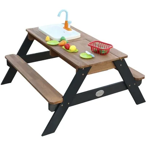 AXI Emily Table Sable Et Eau En Bois Anthracite & Marron | Table D'eau Avec Couvercle, Boîtes De Rangement & Jeu évier De Cuisine | Table De Jeu Enfant à Eau Pour Le Jardin - Gris 2 AXI Emily Table Sable Et Eau En Bois Anthracite & Marron | Table D'eau Avec Couvercle, Boîtes De Rangement & Jeu évier De Cuisine | Table De Jeu Enfant à Eau Pour Le Jardin - Gris – Image 2