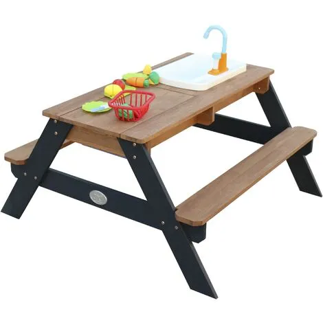 AXI Emily Table Sable Et Eau En Bois Anthracite & Marron | Table D'eau Avec Couvercle, Boîtes De Rangement & Jeu évier De Cuisine | Table De Jeu Enfant à Eau Pour Le Jardin - Gris 3 AXI Emily Table Sable Et Eau En Bois Anthracite & Marron | Table D'eau Avec Couvercle, Boîtes De Rangement & Jeu évier De Cuisine | Table De Jeu Enfant à Eau Pour Le Jardin - Gris – Image 3