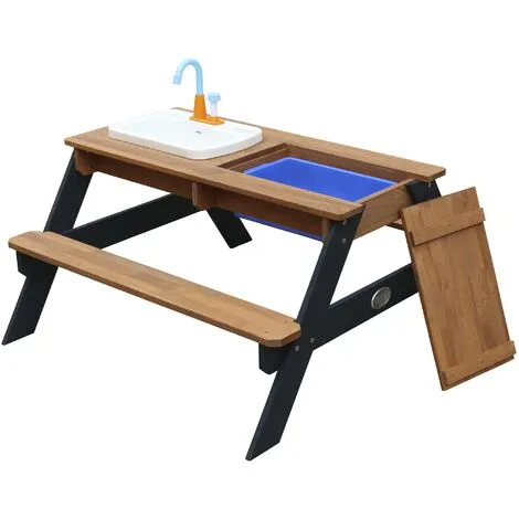AXI Emily Table Sable Et Eau En Bois Anthracite & Marron | Table D'eau Avec Couvercle, Boîtes De Rangement & Jeu évier De Cuisine | Table De Jeu Enfant à Eau Pour Le Jardin - Gris 4 AXI Emily Table Sable Et Eau En Bois Anthracite & Marron | Table D'eau Avec Couvercle, Boîtes De Rangement & Jeu évier De Cuisine | Table De Jeu Enfant à Eau Pour Le Jardin - Gris – Image 4