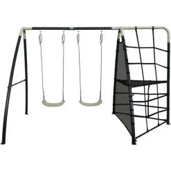AXI Set De Balançoire En Métal En Anthracite & Crème | Balançoire 2 Agrès / Places & Filet à Grimper | Portique Avec Balançoire De Jardin / Extérieur Pour Enfants 7 AXI Set De Balançoire En Métal En Anthracite & Crème | Balançoire 2 Agrès / Places & Filet à Grimper | Portique Avec Balançoire De Jardin / Extérieur Pour Enfants -Axi Soldes Boutique 51183089 3