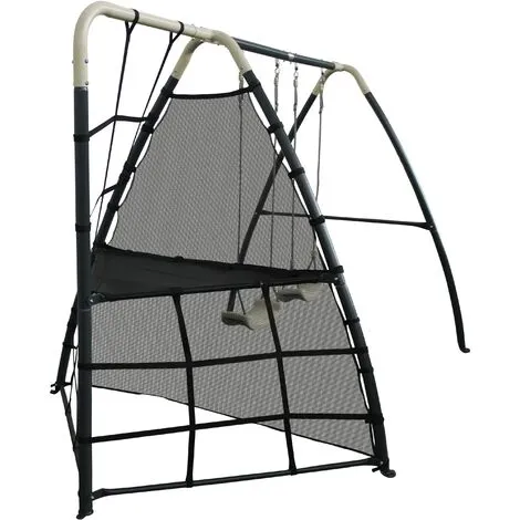 AXI Set De Balançoire En Métal En Anthracite & Crème | Balançoire 2 Agrès / Places & Filet à Grimper | Portique Avec Balançoire De Jardin / Extérieur Pour Enfants 5 AXI Set De Balançoire En Métal En Anthracite & Crème | Balançoire 2 Agrès / Places & Filet à Grimper | Portique Avec Balançoire De Jardin / Extérieur Pour Enfants – Image 5