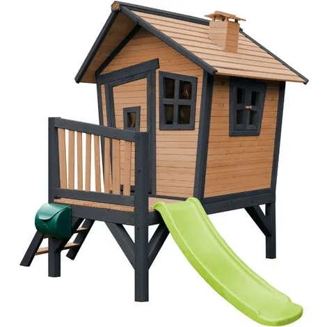 AXI Robin Maison Enfant Avec Toboggan Vert Clair | Aire De Jeux Pour L'extérieur En Anthracite & Marron | Maisonnette / Cabane De Jeu En Bois FSC - Gris 1 AXI Robin Maison Enfant Avec Toboggan Vert Clair | Aire De Jeux Pour L'extérieur En Anthracite & Marron | Maisonnette / Cabane De Jeu En Bois FSC - Gris