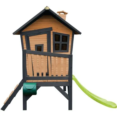 AXI Robin Maison Enfant Avec Toboggan Vert Clair | Aire De Jeux Pour L'extérieur En Anthracite & Marron | Maisonnette / Cabane De Jeu En Bois FSC - Gris 2 AXI Robin Maison Enfant Avec Toboggan Vert Clair | Aire De Jeux Pour L'extérieur En Anthracite & Marron | Maisonnette / Cabane De Jeu En Bois FSC - Gris – Image 2