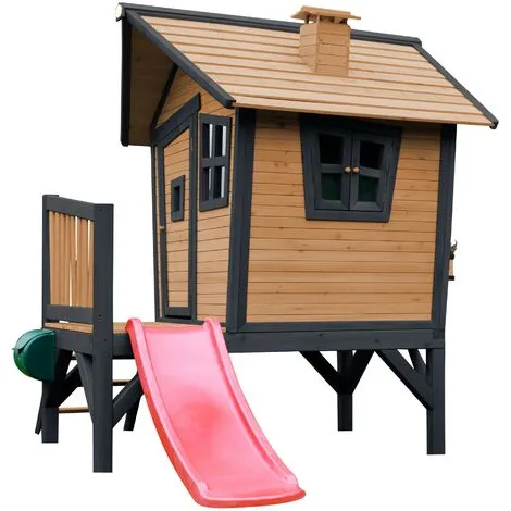 AXI Robin Maison Enfant Avec Toboggan Rouge | Aire De Jeux Pour L'extérieur En Anthracite & Marron | Maisonnette / Cabane De Jeu En Bois FSC - Gris 4 AXI Robin Maison Enfant Avec Toboggan Rouge | Aire De Jeux Pour L'extérieur En Anthracite & Marron | Maisonnette / Cabane De Jeu En Bois FSC - Gris – Image 4