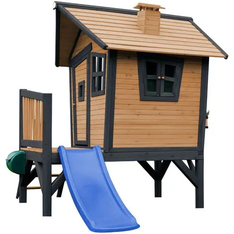 AXI Robin Maison Enfant Avec Toboggan Bleu | Aire De Jeux Pour L'extérieur En Anthracite & Marron | Maisonnette / Cabane De Jeu En Bois FSC - Gris 4 AXI Robin Maison Enfant Avec Toboggan Bleu | Aire De Jeux Pour L'extérieur En Anthracite & Marron | Maisonnette / Cabane De Jeu En Bois FSC - Gris – Image 4
