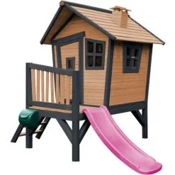 AXI Robin Maison Enfant Avec Toboggan Violet | Aire De Jeux Pour L'extérieur En Anthracite & Marron | Maisonnette / Cabane De Jeu En Bois FSC - Gris