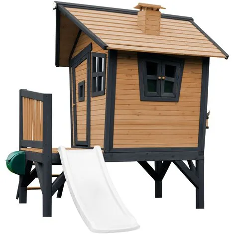 AXI Robin Maison Enfant Avec Toboggan Blanc | Aire De Jeux Pour L'extérieur En Anthracite & Marron | Maisonnette / Cabane De Jeu En Bois FSC - Gris 4 AXI Robin Maison Enfant Avec Toboggan Blanc | Aire De Jeux Pour L'extérieur En Anthracite & Marron | Maisonnette / Cabane De Jeu En Bois FSC - Gris – Image 4