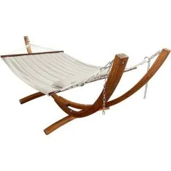 AXI Hawaï Hamac Double XXL | Hamac 2 Personnes En Beige Avec Support En Bois | Pour L'extérieur Pour Jardin, Terrasse, Balcon - Marron -Axi Soldes Boutique 53084242 3