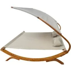 Chaise Longue De Jardin AXI Mallorca En Bois Pour 2 Personnes | Lit De Jardin XXL Avec Toit Solaire Pour L'extérieur | Bain De Soleil Double En Beige - Marron -Axi Soldes Boutique 53084250 3