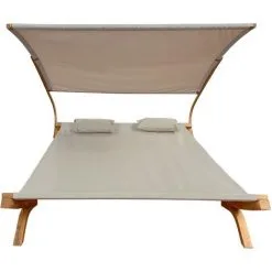 Chaise Longue De Jardin AXI Mallorca En Bois Pour 2 Personnes | Lit De Jardin XXL Avec Toit Solaire Pour L'extérieur | Bain De Soleil Double En Beige - Marron -Axi Soldes Boutique 53084250 4