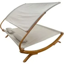Chaise Longue De Jardin AXI Mallorca En Bois Pour 2 Personnes | Lit De Jardin XXL Avec Toit Solaire Pour L'extérieur | Bain De Soleil Double En Beige - Marron -Axi Soldes Boutique 53084250 5
