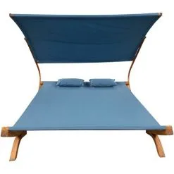 Chaise Longue De Jardin AXI Mallorca En Bois Pour 2 Personnes | Lit De Jardin XXL Avec Toit Solaire Pour L'extérieur | Bain De Soleil Double En Bleu - Bleu -Axi Soldes Boutique 56704460 5