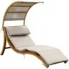 AXI Chaise Longue De Jardin Salina En Bois | Lit De Jardin Avec Toit & Coussin Pour Le Jardin | Bain De Soleil Individuelle Avec Toit Solaire Résistant Aux Intempéries En Beige - Marron
