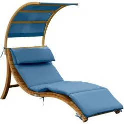 AXI Chaise Longue De Jardin Salina En Bois | Lit De Jardin Avec Toit & Coussin Pour Le Jardin | Bain De Soleil Individuelle Avec Toit Solaire Résistant Aux Intempéries En Bleu - Bleu